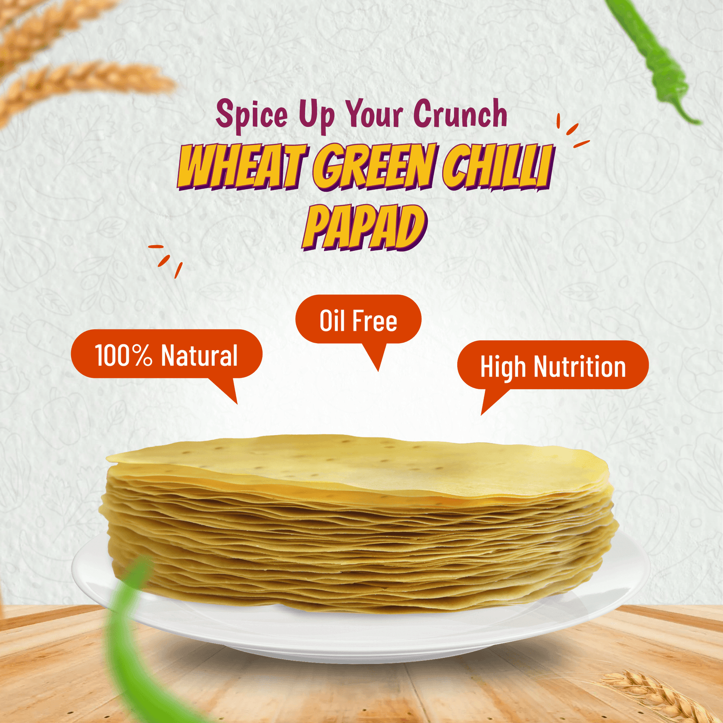 Oil Free Wheat Papad