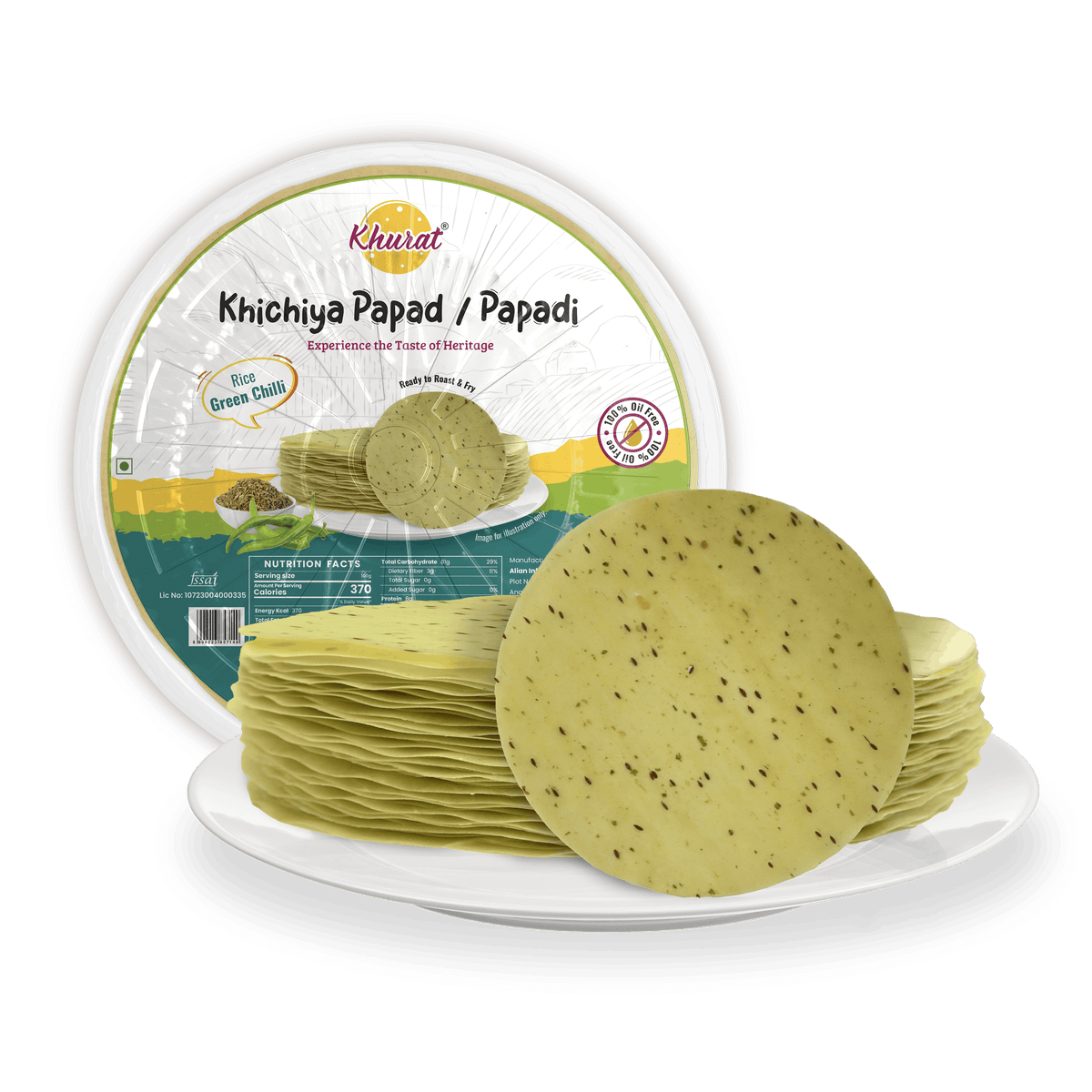 Rice Khichiya Papad, Green Chilli flavour, product gallery view