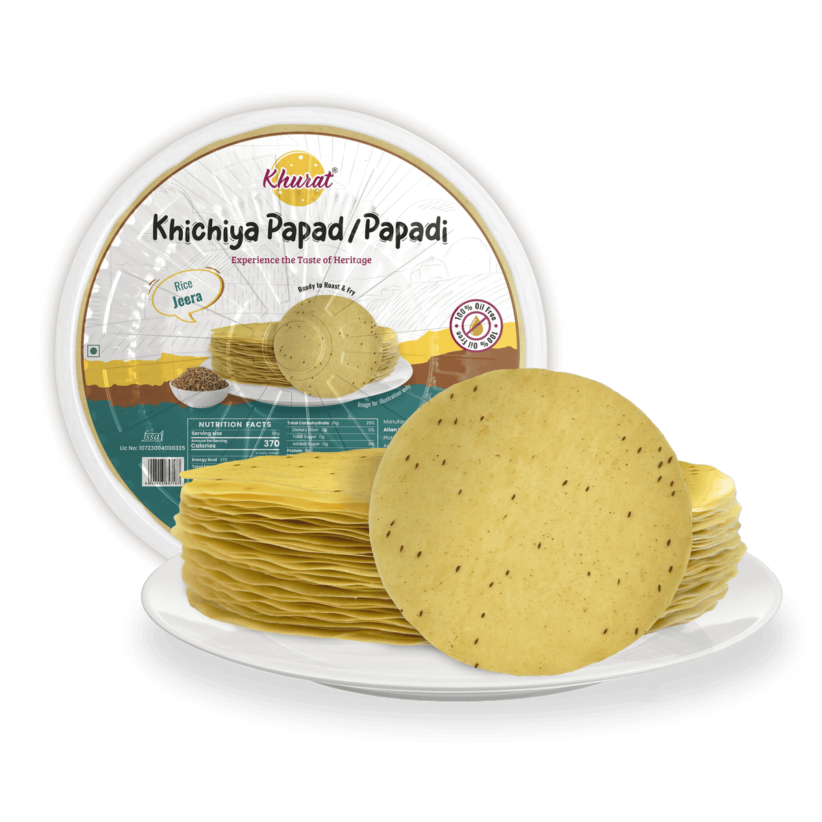 Rice Khichiya Papad, Jeera (cumin) flavour, pack shot
